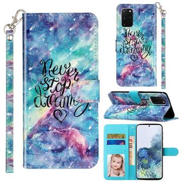 Blue Starry Sky 3D Leather Phone Holster Wallet Case for Samsung Galaxy S20 Plus / S11