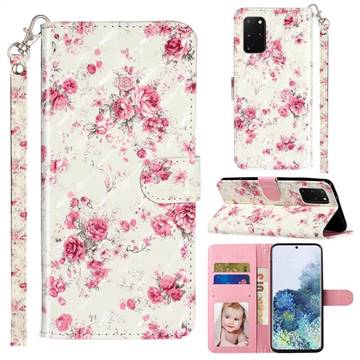 Rambler Rose Flower 3D Leather Phone Holster Wallet Case for Samsung Galaxy S20 Plus / S11