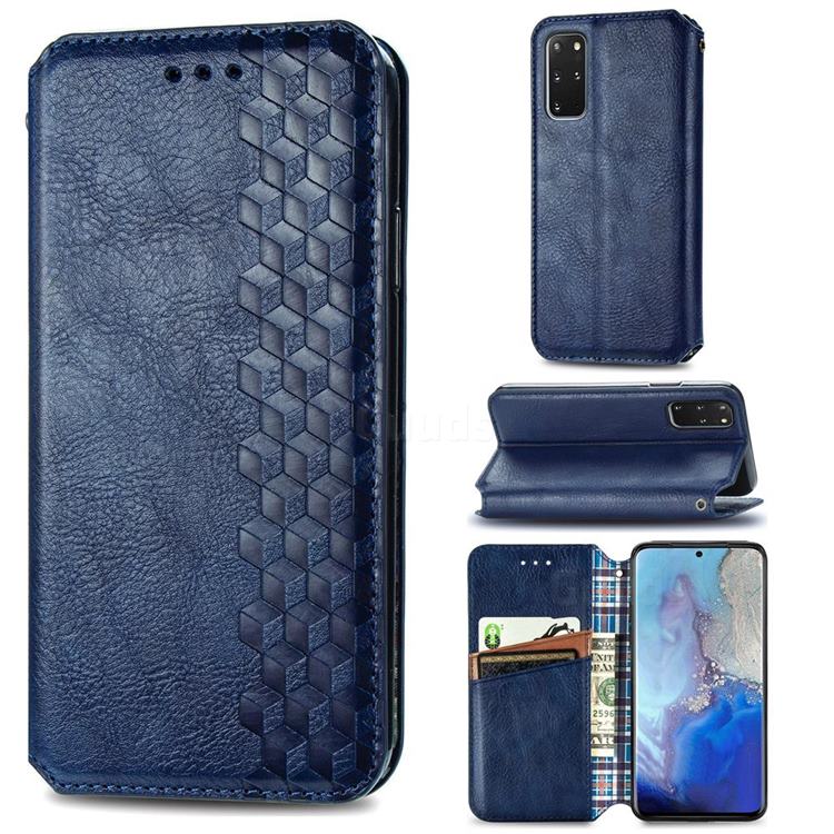 Ultra Slim Fashion Business Card Magnetic Automatic Suction Leather Flip Cover for Samsung Galaxy S20 Plus / S11 - Dark Blue