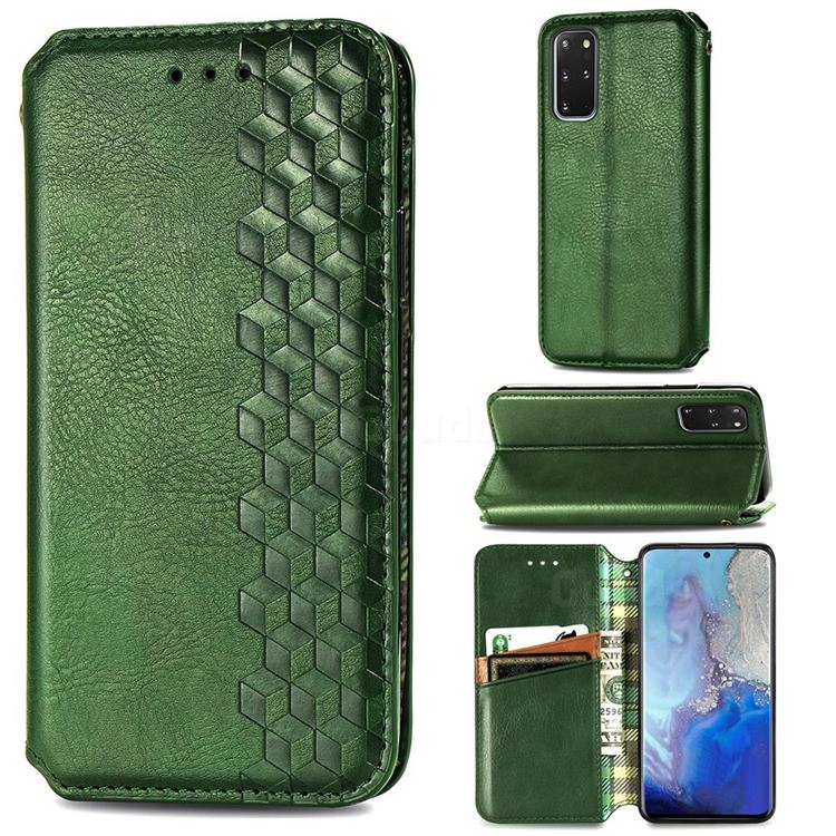 Ultra Slim Fashion Business Card Magnetic Automatic Suction Leather Flip Cover for Samsung Galaxy S20 Plus / S11 - Green