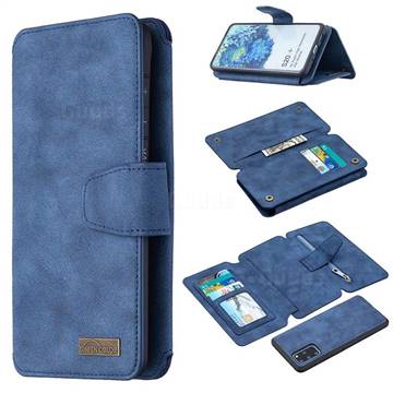 Binfen Color BF07 Frosted Zipper Bag Multifunction Leather Phone Wallet for Samsung Galaxy S20 Plus / S11 - Blue