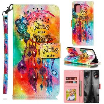 Flower Wind Chimes 3D Painted Leather Phone Wallet Case for Samsung Galaxy S20 Plus