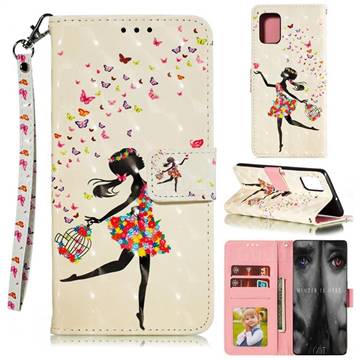 Flower Girl 3D Painted Leather Phone Wallet Case for Samsung Galaxy S20 Plus