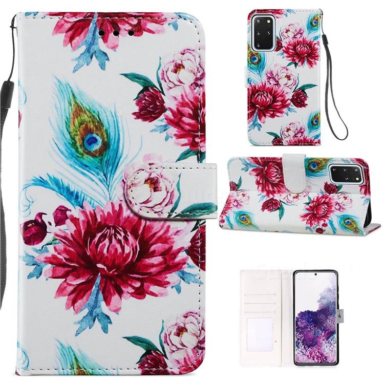 Peacock Flower Smooth Leather Phone Wallet Case for Samsung Galaxy S20 Plus