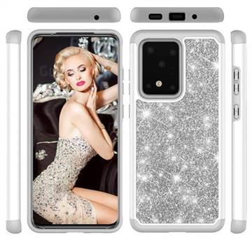 Glitter Rhinestone Bling Shock Absorbing Hybrid Defender Rugged Phone Case Cover for Samsung Galaxy S20 Ultra / S11 Plus - Gray