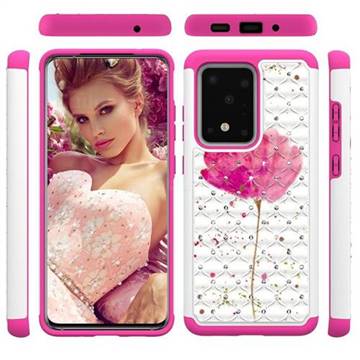Watercolor Studded Rhinestone Bling Diamond Shock Absorbing Hybrid Defender Rugged Phone Case Cover for Samsung Galaxy S20 Ultra / S11 Plus