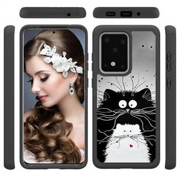 Black and White Cat Shock Absorbing Hybrid Defender Rugged Phone Case Cover for Samsung Galaxy S20 Ultra / S11 Plus