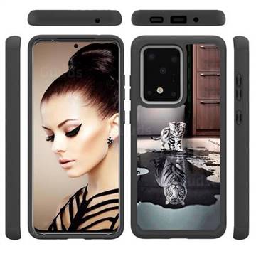 Cat and Tiger Shock Absorbing Hybrid Defender Rugged Phone Case Cover for Samsung Galaxy S20 Ultra / S11 Plus