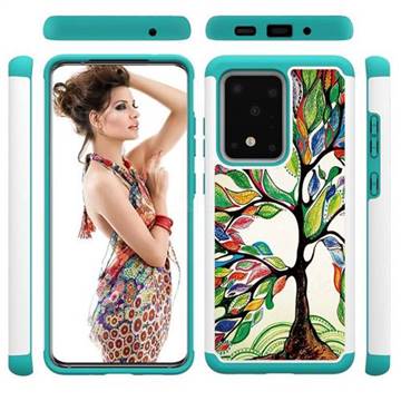 Multicolored Tree Shock Absorbing Hybrid Defender Rugged Phone Case Cover for Samsung Galaxy S20 Ultra / S11 Plus