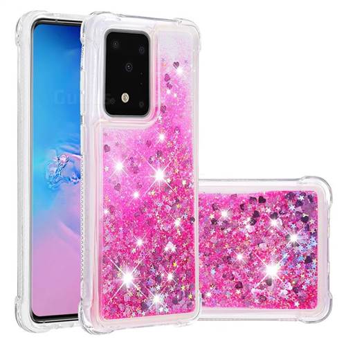 Dynamic Liquid Glitter Sand Quicksand TPU Case for Samsung Galaxy S20 Ultra / S11 Plus - Pink Love Heart