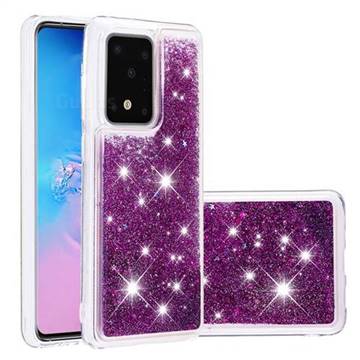 Dynamic Liquid Glitter Quicksand Sequins TPU Phone Case for Samsung Galaxy S20 Ultra / S11 Plus - Purple