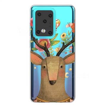 Balloon Flower Deer Super Clear Soft TPU Back Cover for Samsung Galaxy S20 Ultra / S11 Plus