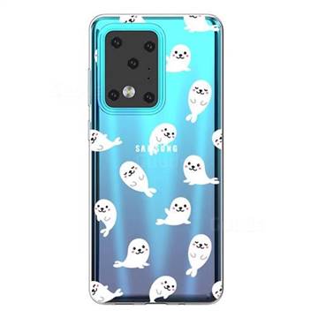 White Sea Lions Super Clear Soft TPU Back Cover for Samsung Galaxy S20 Ultra / S11 Plus
