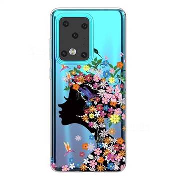 Floral Bird Girl Super Clear Soft TPU Back Cover for Samsung Galaxy S20 Ultra / S11 Plus