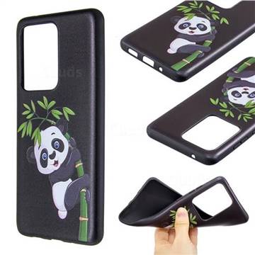 Bamboo Panda 3D Embossed Relief Black Soft Back Cover for Samsung Galaxy S20 Ultra / S11 Plus