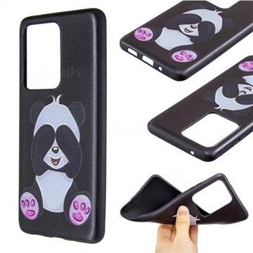 Lovely Panda 3D Embossed Relief Black Soft Back Cover for Samsung Galaxy S20 Ultra / S11 Plus