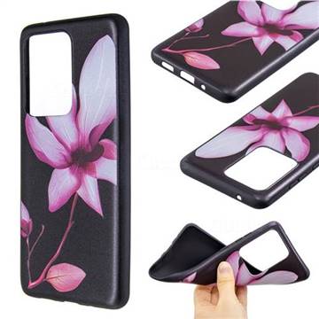 Lotus Flower 3D Embossed Relief Black Soft Back Cover for Samsung Galaxy S20 Ultra / S11 Plus