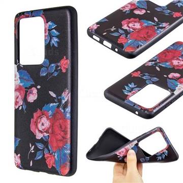 Safflower 3D Embossed Relief Black Soft Back Cover for Samsung Galaxy S20 Ultra / S11 Plus