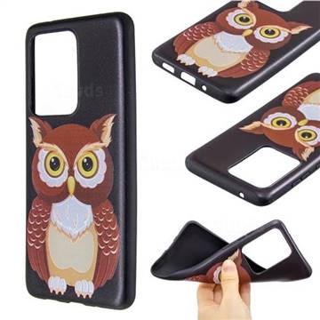 Big Owl 3D Embossed Relief Black Soft Back Cover for Samsung Galaxy S20 Ultra / S11 Plus