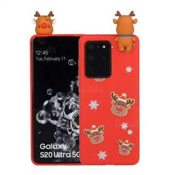 Elk Snowflakes Christmas Xmax Soft 3D Doll Silicone Case for Samsung Galaxy S20 Ultra