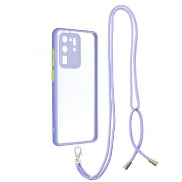Necklace Cross-body Lanyard Strap Cord Phone Case Cover for Samsung Galaxy S20 Ultra - Purple