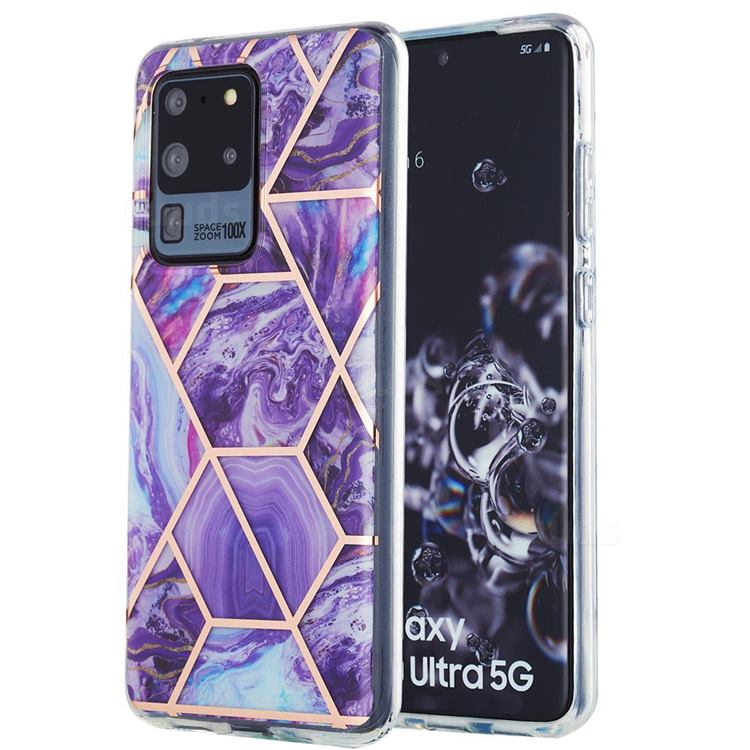 Purple Gagic Marble Pattern Galvanized Electroplating Protective Case Cover for Samsung Galaxy S20 Ultra