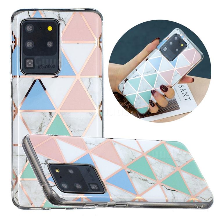Fresh Triangle Painted Marble Electroplating Protective Case for Samsung Galaxy S20 Ultra