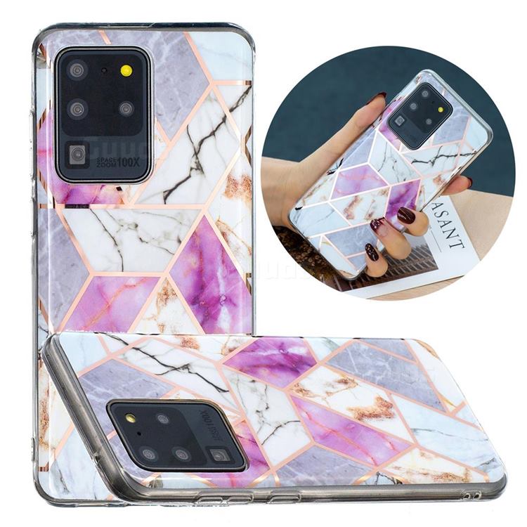 Purple and White Painted Marble Electroplating Protective Case for Samsung Galaxy S20 Ultra
