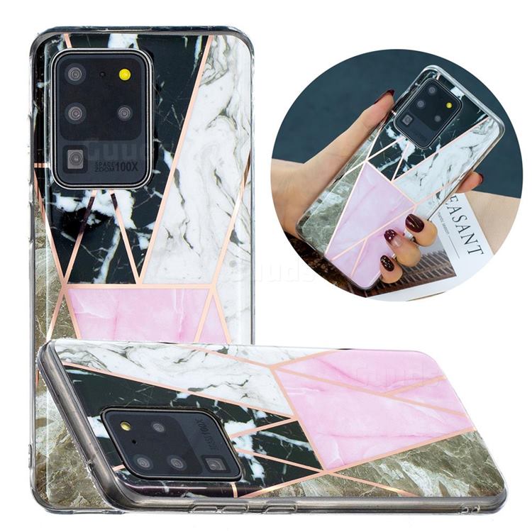 Pink and Black Painted Marble Electroplating Protective Case for Samsung Galaxy S20 Ultra
