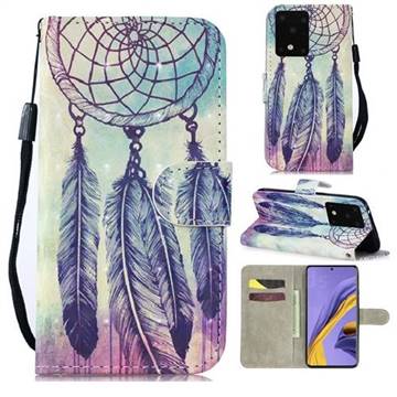Feather Wind Chimes 3D Painted Leather Wallet Phone Case for Samsung Galaxy S20 Ultra / S11 Plus