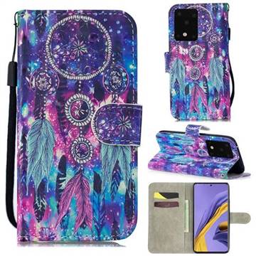 Star Wind Chimes 3D Painted Leather Wallet Phone Case for Samsung Galaxy S20 Ultra / S11 Plus