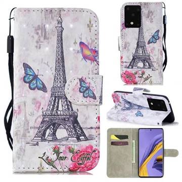 Paris Tower 3D Painted Leather Wallet Phone Case for Samsung Galaxy S20 Ultra / S11 Plus