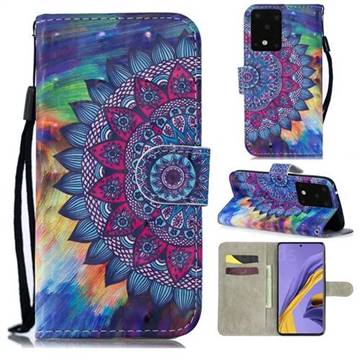 Oil Painting Mandala 3D Painted Leather Wallet Phone Case for Samsung Galaxy S20 Ultra / S11 Plus