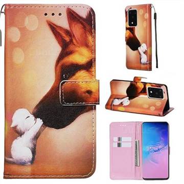 Hound Kiss Matte Leather Wallet Phone Case for Samsung Galaxy S20 Ultra / S11 Plus