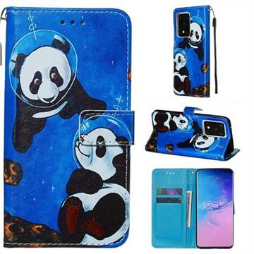 Undersea Panda Matte Leather Wallet Phone Case for Samsung Galaxy S20 Ultra / S11 Plus