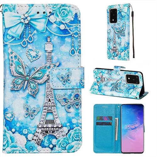 Tower Butterfly Matte Leather Wallet Phone Case for Samsung Galaxy S20 Ultra / S11 Plus