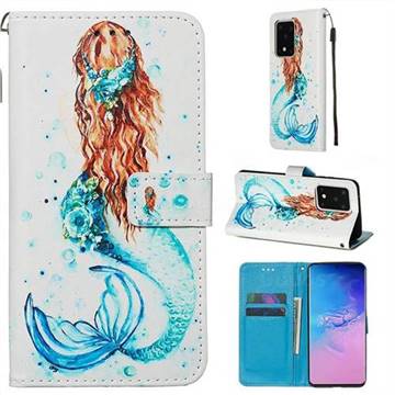 Mermaid Matte Leather Wallet Phone Case for Samsung Galaxy S20 Ultra / S11 Plus