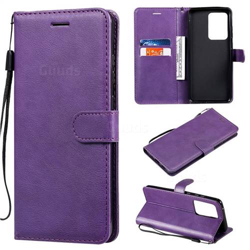 Retro Greek Classic Smooth PU Leather Wallet Phone Case for Samsung Galaxy S20 Ultra / S11 Plus - Purple