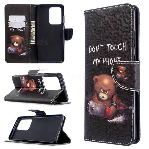 Chainsaw Bear Leather Wallet Case for Samsung Galaxy S20 Ultra / S11 Plus