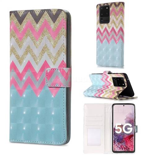 Color Wave 3D Painted Leather Phone Wallet Case for Samsung Galaxy S20 Ultra / S11 Plus