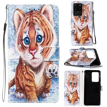 Baby Tiger Smooth Leather Phone Wallet Case for Samsung Galaxy S20 Ultra / S11 Plus