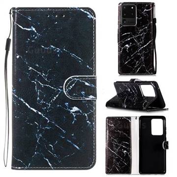 Black Marble Smooth Leather Phone Wallet Case for Samsung Galaxy S20 Ultra / S11 Plus