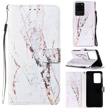 White Marble Smooth Leather Phone Wallet Case for Samsung Galaxy S20 Ultra / S11 Plus