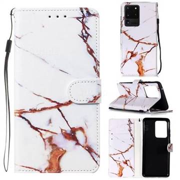 Platinum Marble Smooth Leather Phone Wallet Case for Samsung Galaxy S20 Ultra / S11 Plus