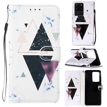 Triangle Marble Smooth Leather Phone Wallet Case for Samsung Galaxy S20 Ultra / S11 Plus