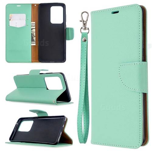 Classic Luxury Litchi Leather Phone Wallet Case for Samsung Galaxy S20 Ultra / S11 Plus - Green