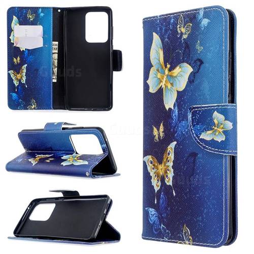 Golden Butterflies Leather Wallet Case for Samsung Galaxy S20 Ultra / S11 Plus