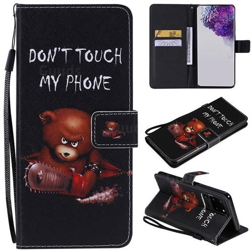 Angry Bear PU Leather Wallet Case for Samsung Galaxy S20 Ultra / S11 Plus
