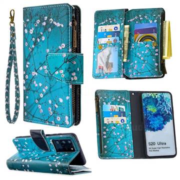 Blue Plum Binfen Color BF03 Retro Zipper Leather Wallet Phone Case for Samsung Galaxy S20 Ultra / S11 Plus
