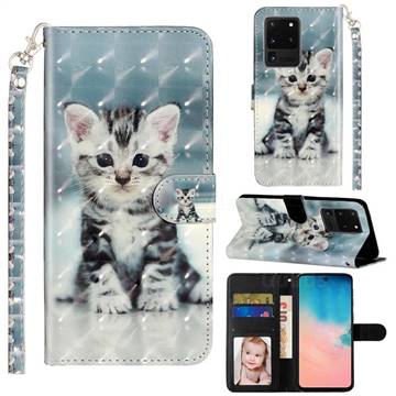 Kitten Cat 3D Leather Phone Holster Wallet Case for Samsung Galaxy S20 Ultra / S11 Plus